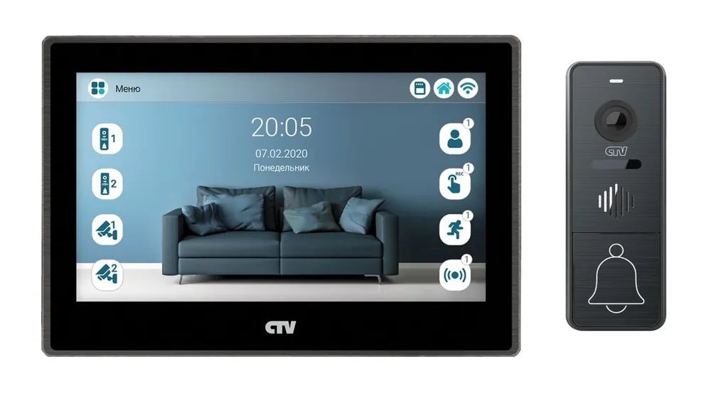 Комплект видеодомофона CTV-M5702 (черный) и CTV-D4005 (графит)