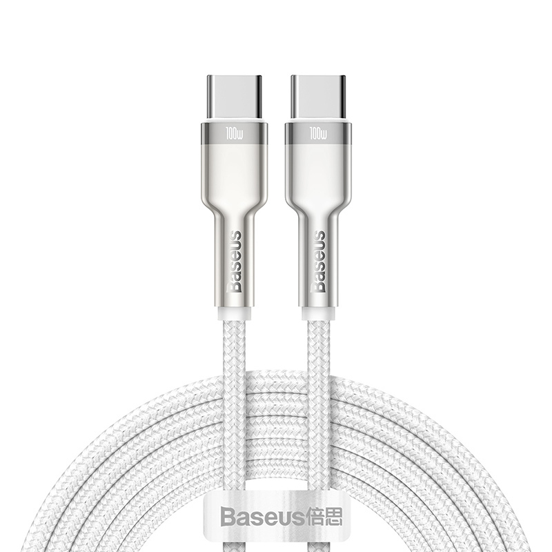 фото Кабель mobileocean baseus usb-c cafule, type-c - type-c, 5a, 100w, 2 м, белый