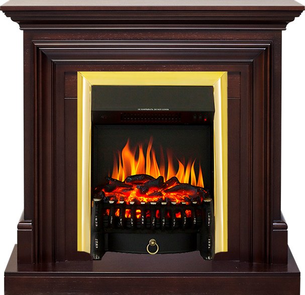 фото Каминокомплект bradford - темный дуб с очагом fobos fx brass royal flame