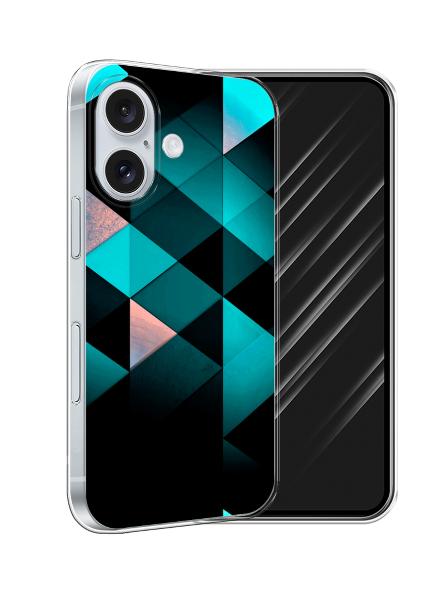 

Чехол Awog на Apple iPhone 16 "Геометрия 16", Бирюзовый;черный, 16050-1
