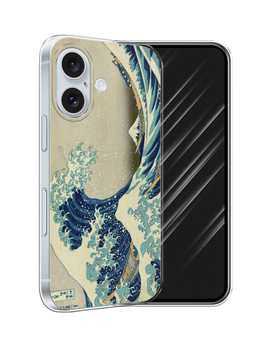 

Чехол Awog на Apple iPhone 16 "Большая волна в Канагаве", Серый;синий;голубой, 16050-1