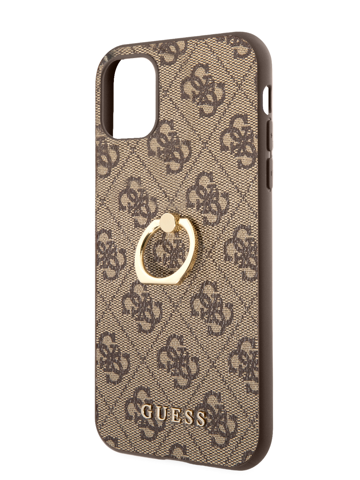 

Чехол Guess для iPhone 11 с кольцом Brown, Коричневый, PU leather + Ring