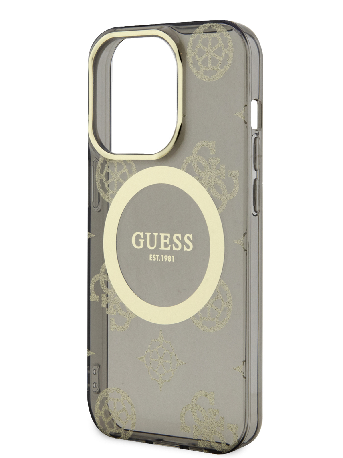 Чехол Guess для iPhone 13 Pro Max с MagSafe черный/золотистый