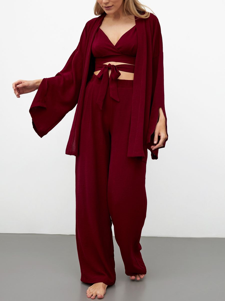 

Пижама женская Mimi Pajamas Brand 100068 бордовая 44-46 RU, Бордовый, 100068