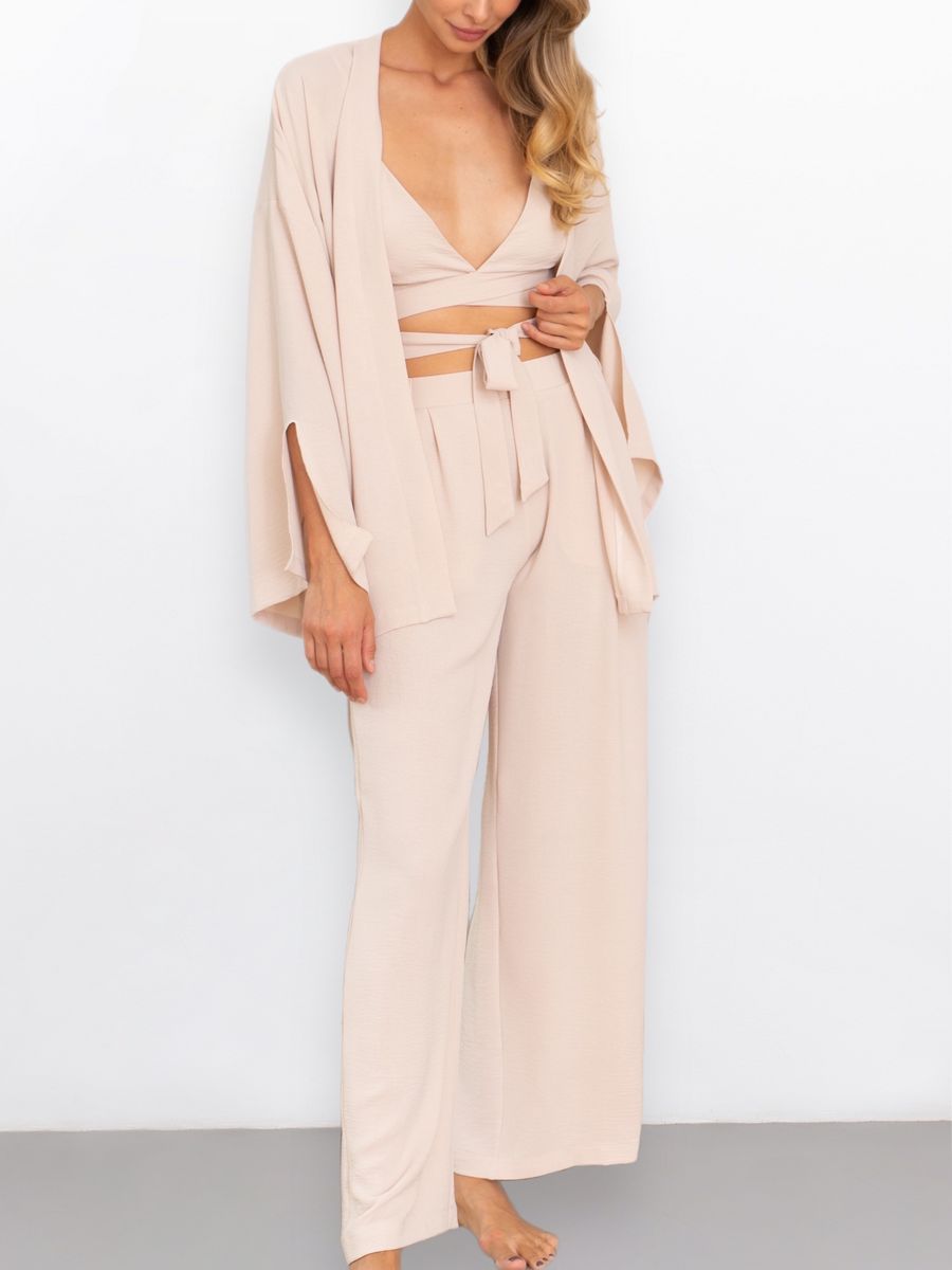 

Пижама женская Mimi Pajamas Brand 100068 бежевая 38-40 RU, Бежевый, 100068