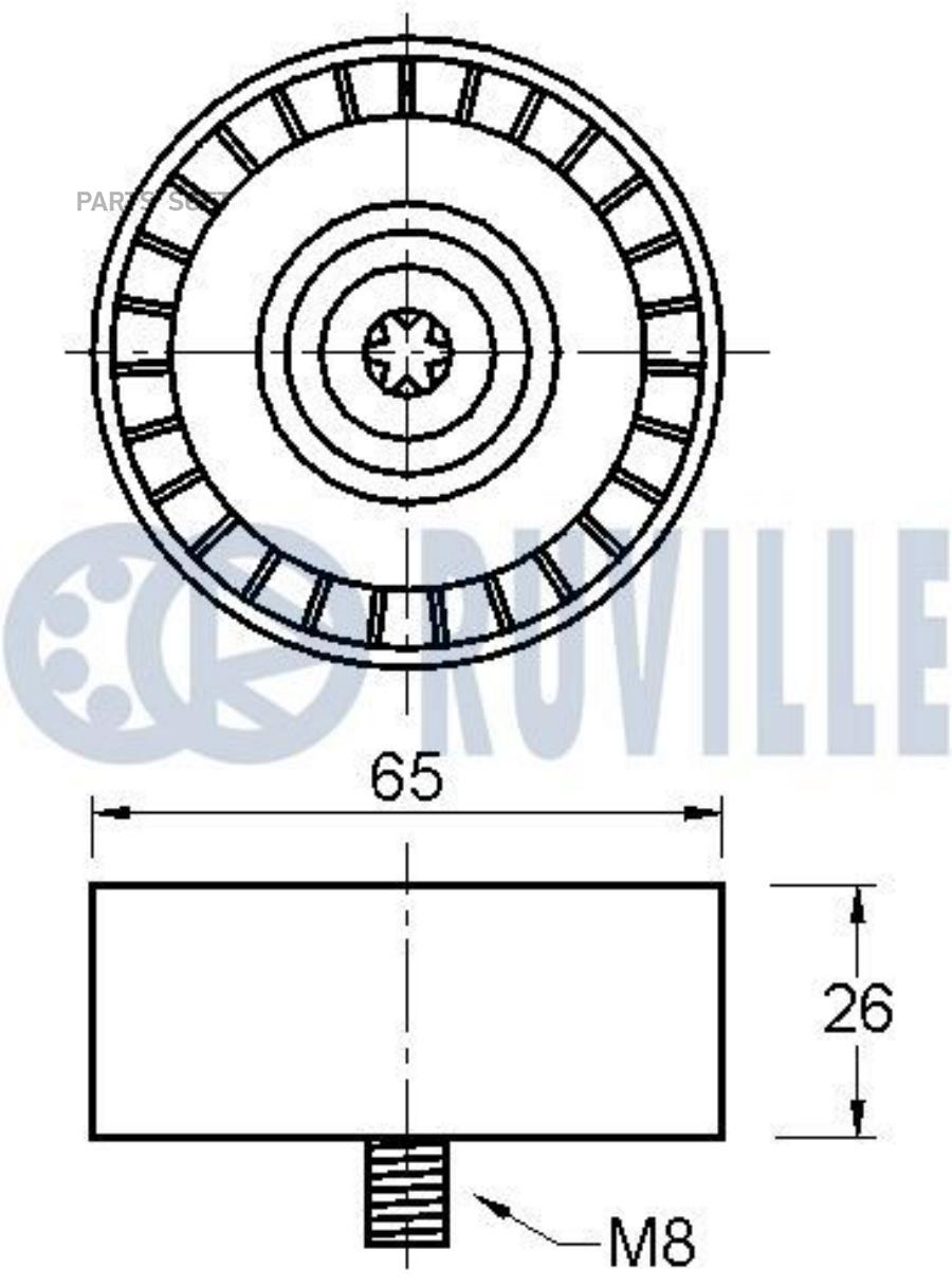 Ролик Руч.Ремня Mercedes W204,W212 Mot.Om651 08= 1Шт Ruville 542202