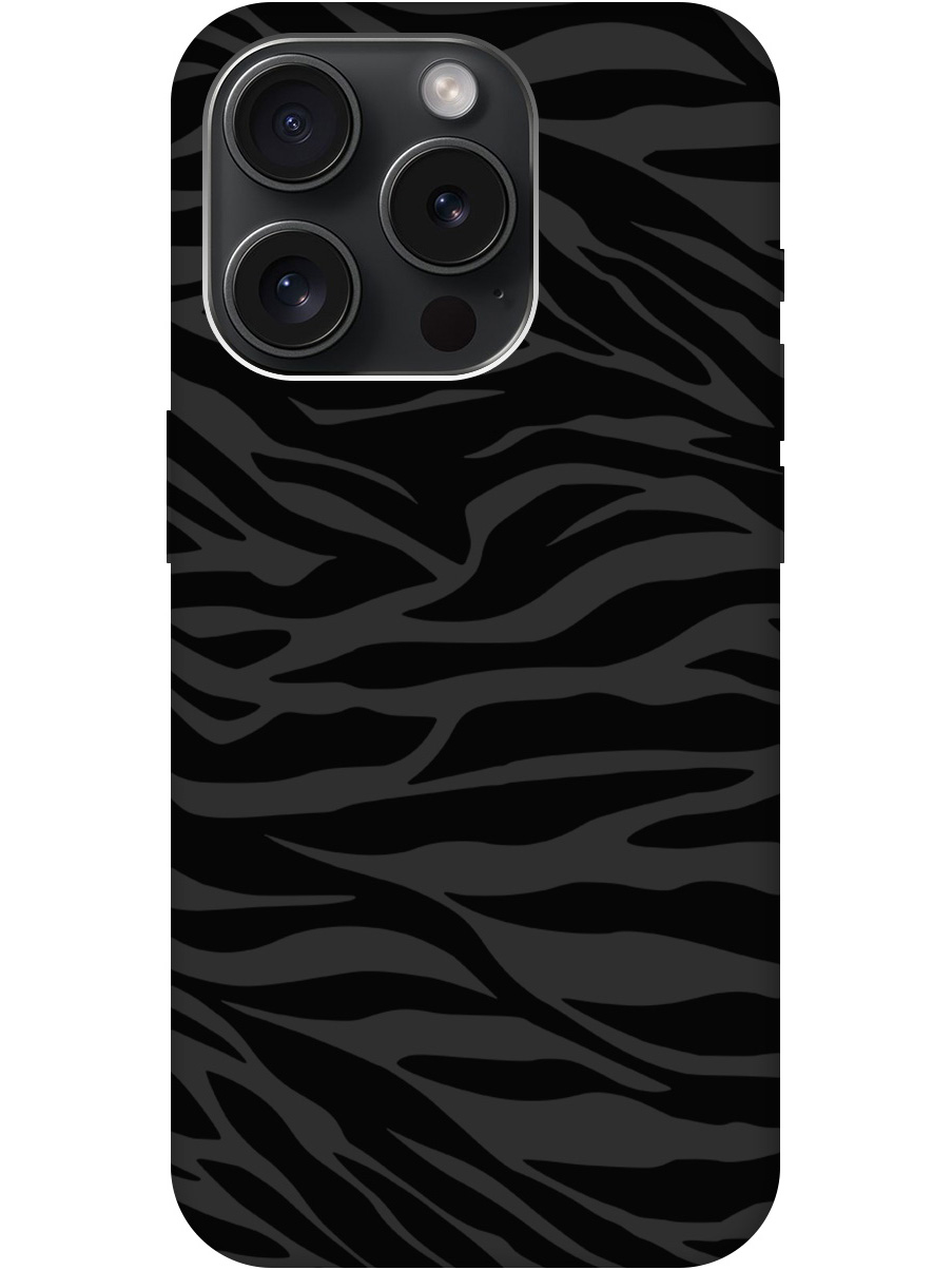 

Силиконовый чехол на Apple iPhone 15 Pro с рисунком "Зебра" Soft Touch черный, 20000010