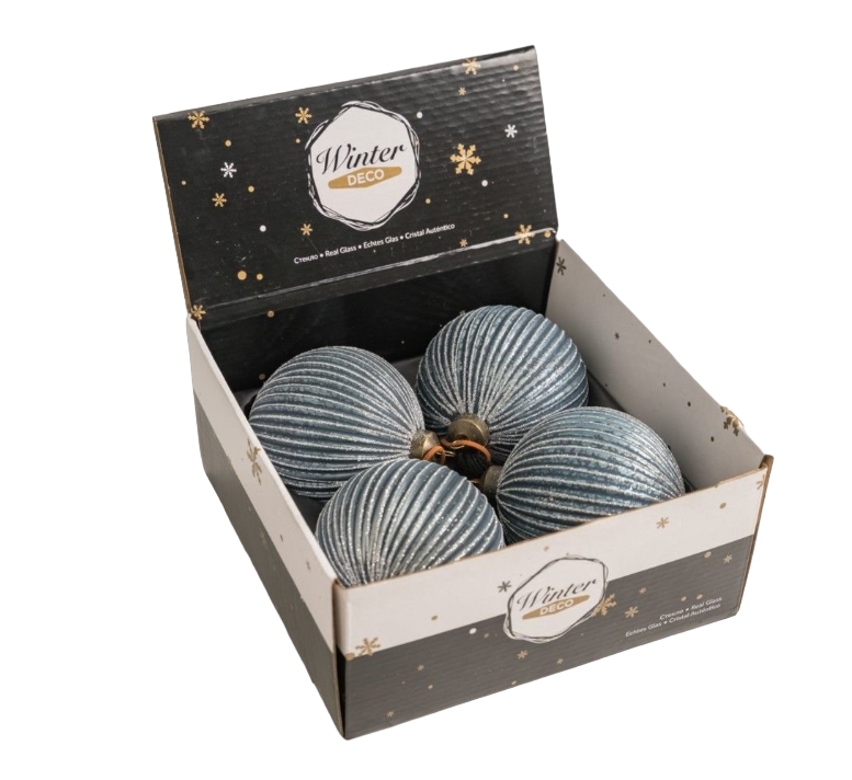 

Шар на ель Winter Deco Стеклянный 19039-23044 10 см 4 шт. серый, 19039-23044