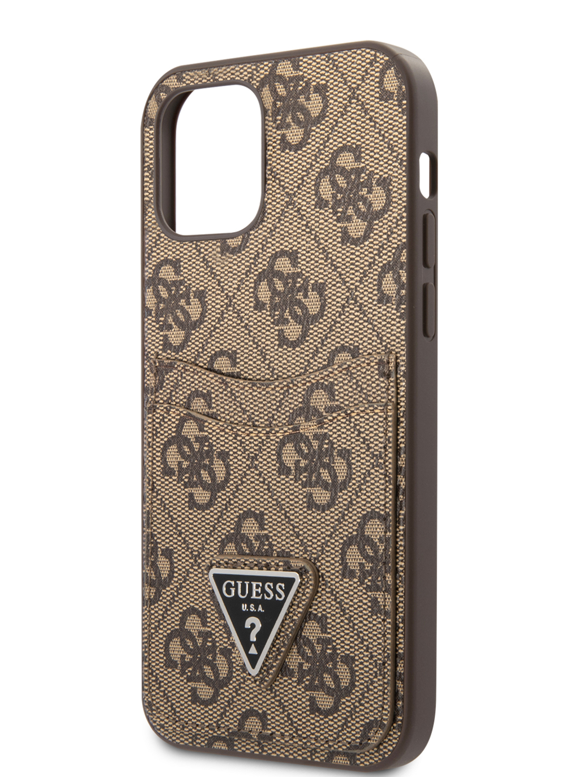 Чехол Guess для iPhone 12 с карманом для карт Brown