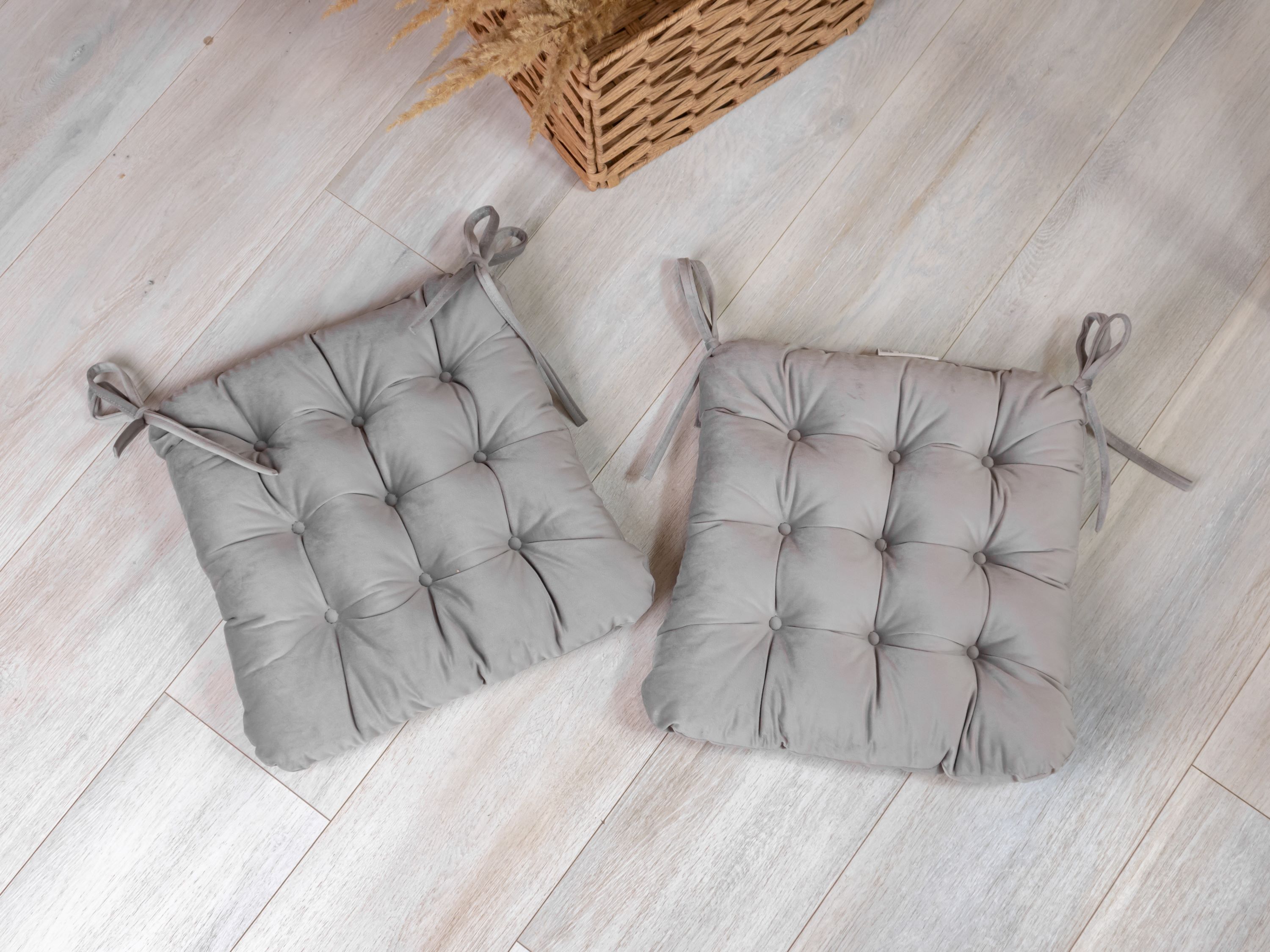 

Комплект сидушек Linen Way 2 шт Романтика 40х36х6 велюр , серый, серия подушка на стул круглые (квадратные)