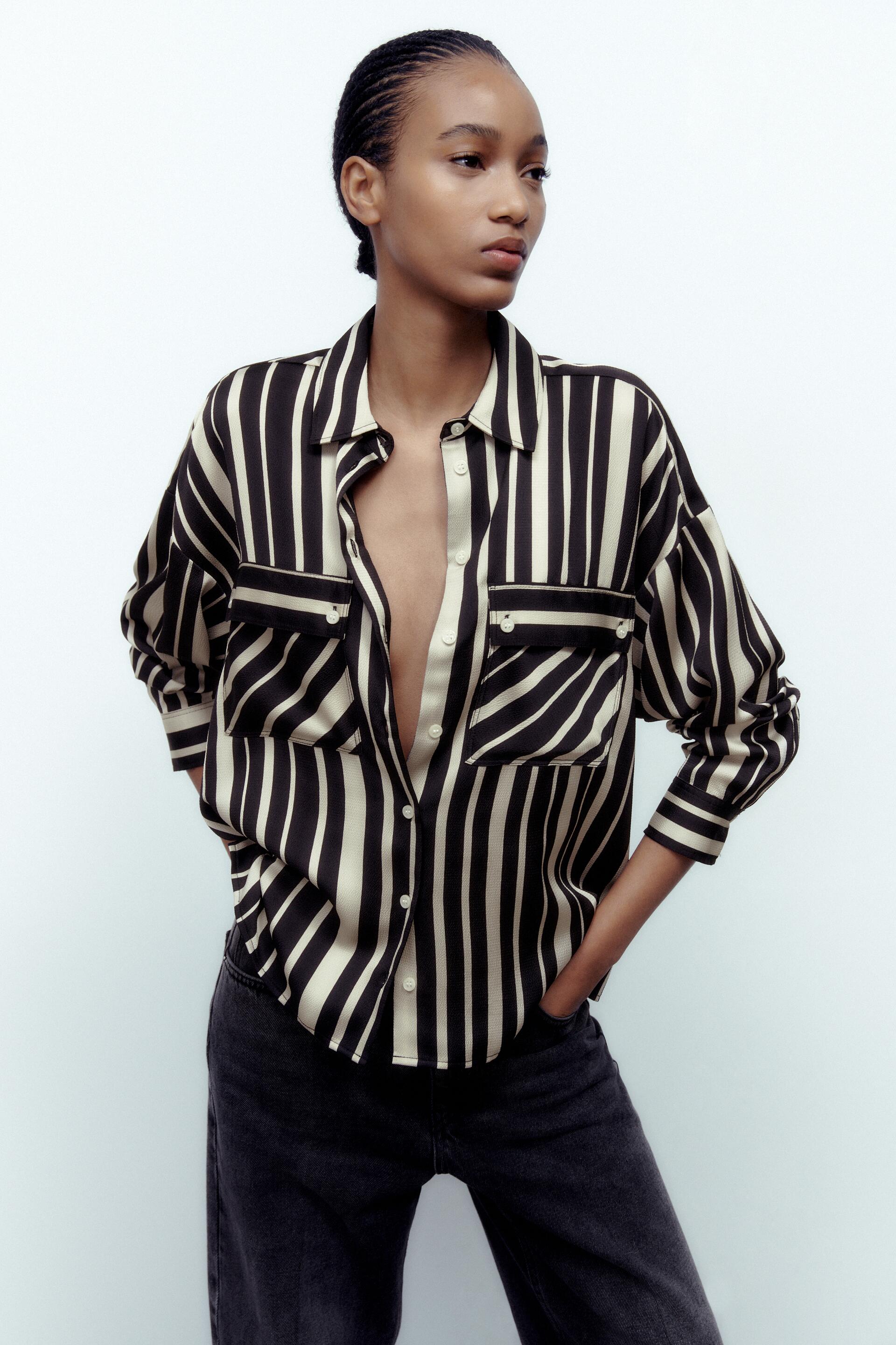 

Рубашка женская ZARA 08372309 бежевая S, 08372309
