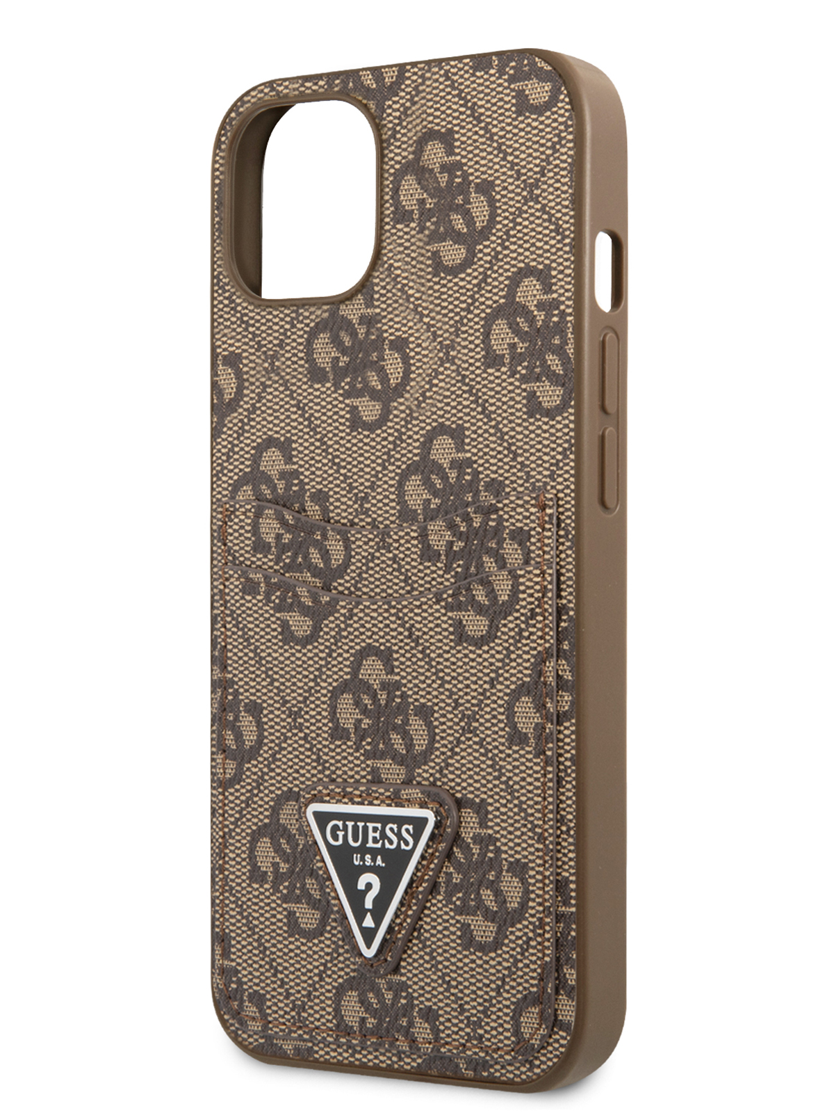 Чехол Guess для iPhone 13 с карманом для карт коричневый