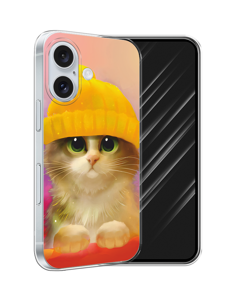 

Чехол Awog на Apple iPhone 16 "Котенок в желтой шапке", Желтый, 16050-1