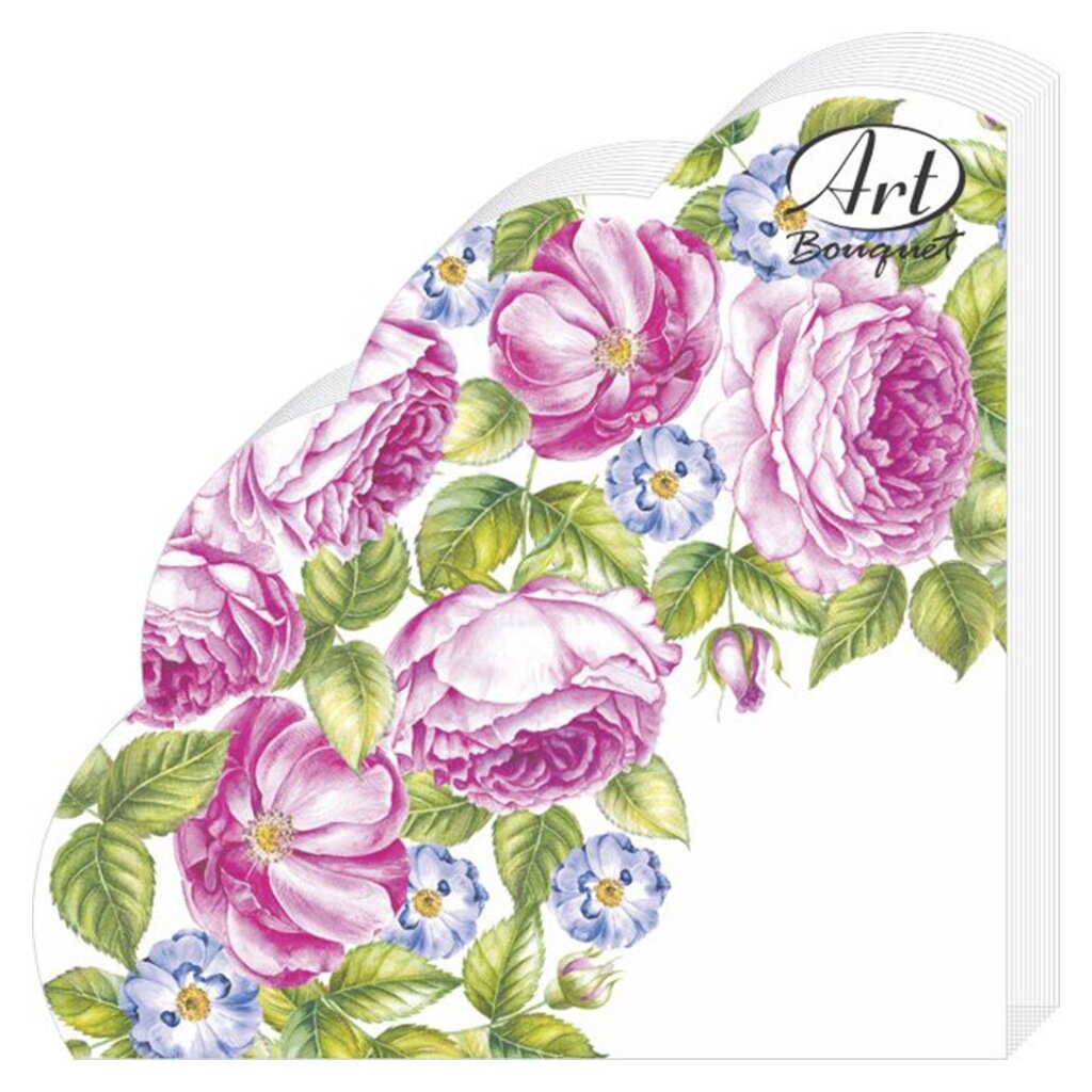 Салфетки бумажные Art bouquet, Rondo Розы, 12 шт, 3 слоя, 33х33 см, 42734