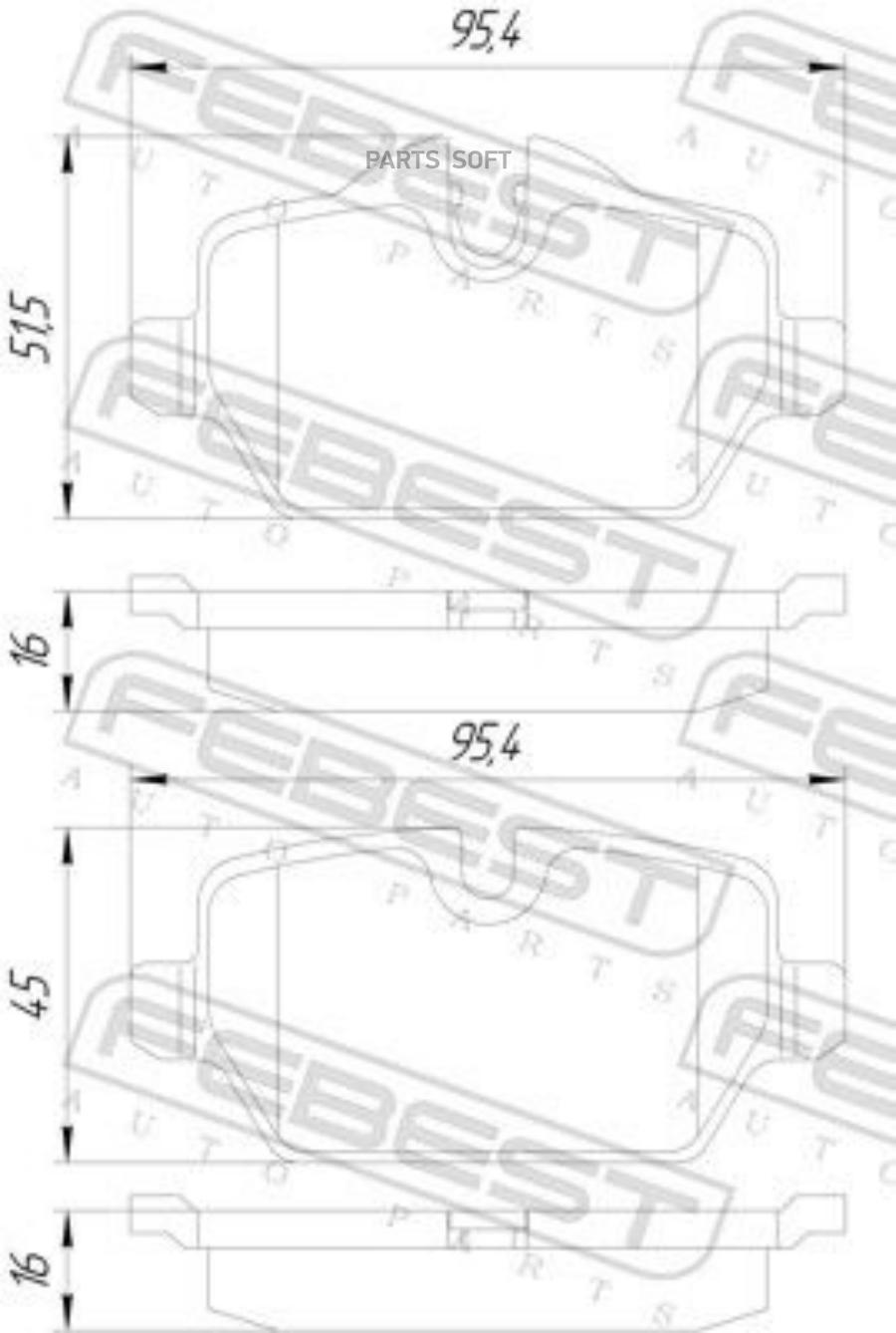 

Тормозные колодки FEBEST задние 1901-E90R