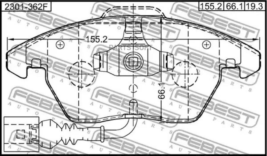 

Колодки пер.AUDI A3A3 SPORTBACK (8P) 2003-2013 FEBEST 2301-362F FEBEST