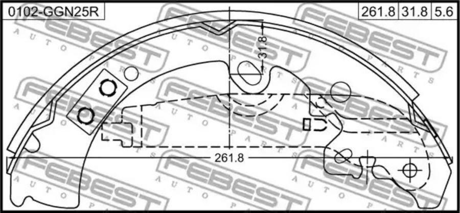 FEBEST Колодки барабанные TOYOTA HILUX 4WD 05=> FEBEST 0102-GGN25R