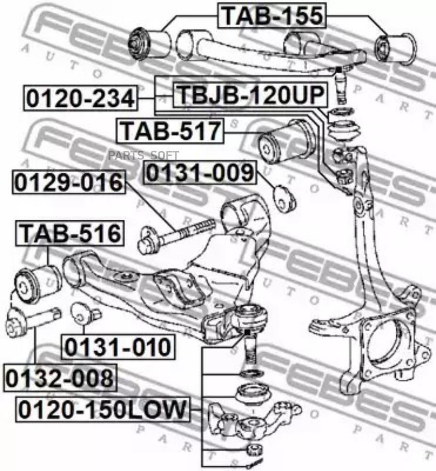 FEBEST Гайка с эксцентриком TOYOTA FJ CRUISER GSJ15 2006-2014 FEBEST 0131-010