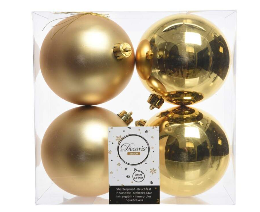 

Шар на ель Winter Deco Глянцевый пластик 1000149 10 см 4 шт. золотистый, 1000149