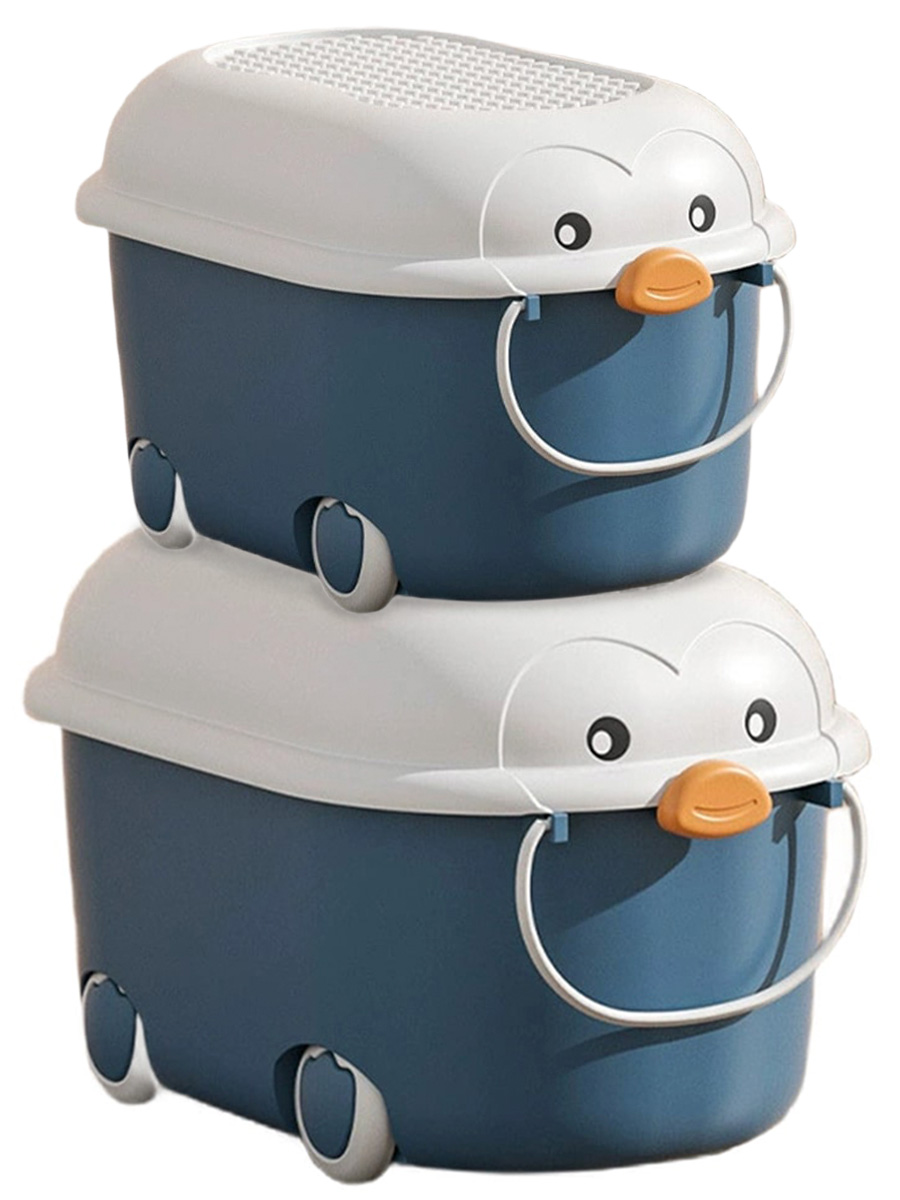 Контейнеры для хранения игрушек StarFriend Пингвин 21 и 39 литров 2 в 1 синие