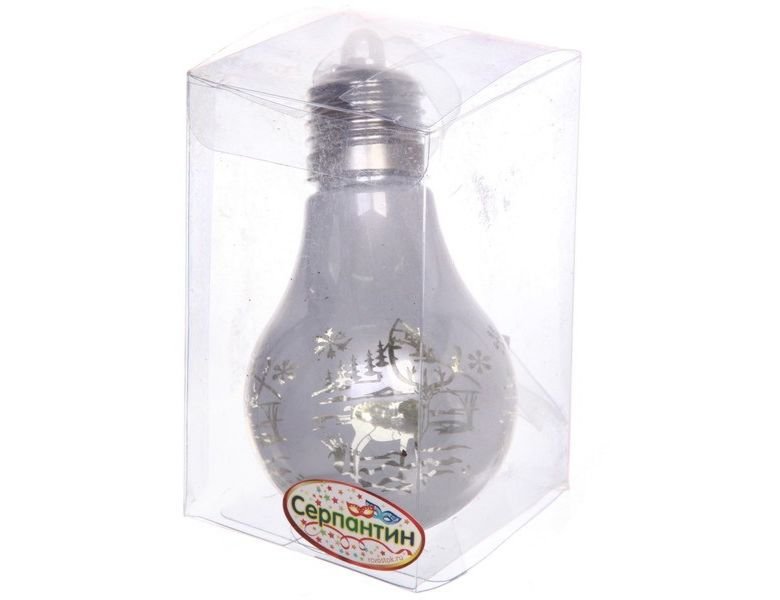 Светящийся елочный шар-лампа, пластик, 6 см, теплые белые LED, на батарейках, Serpantin