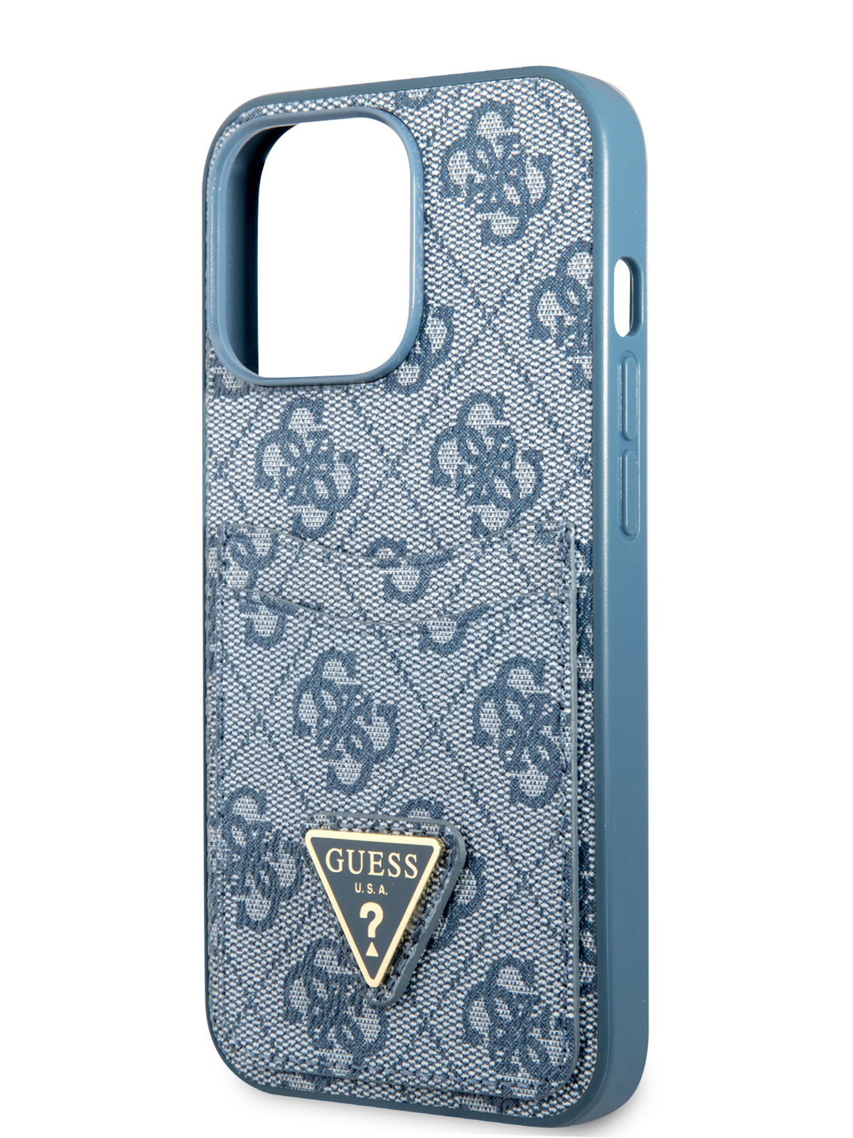 Чехол Guess для iPhone 13 Pro из экокожи с карманом для карт, Blue