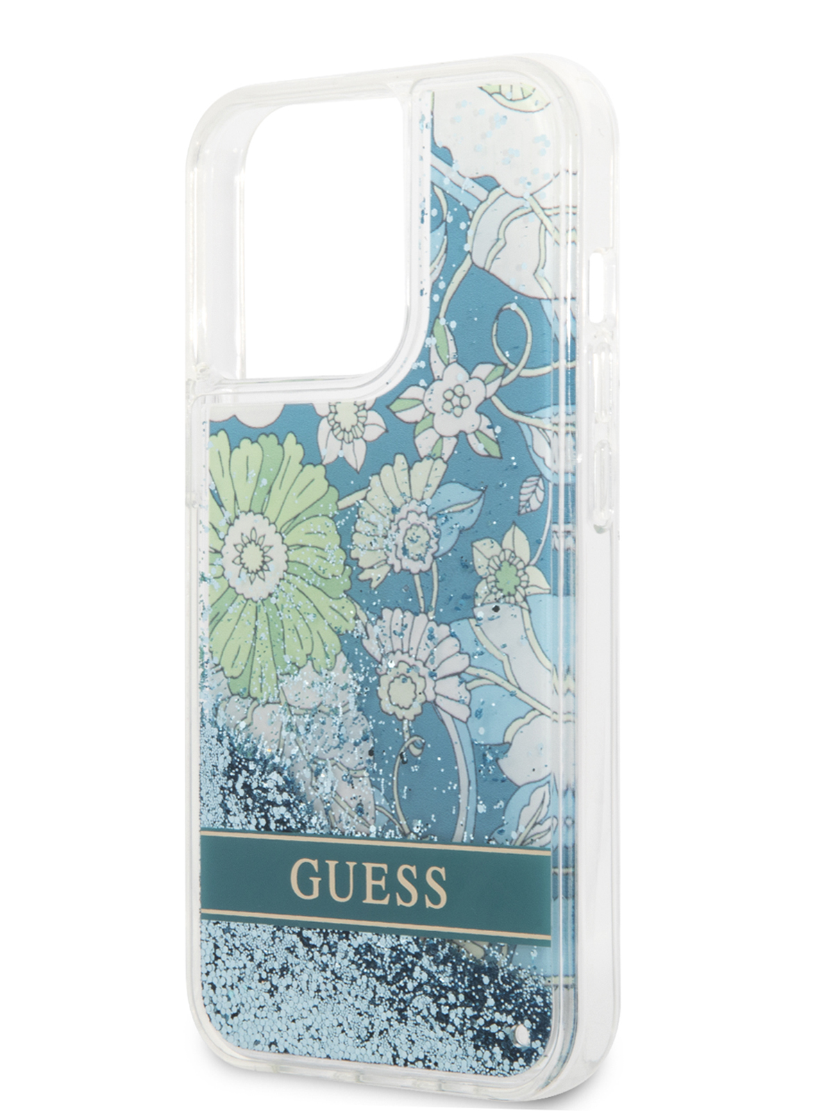 Чехол Guess для iPhone 13 Pro с жидкими блестками, Green