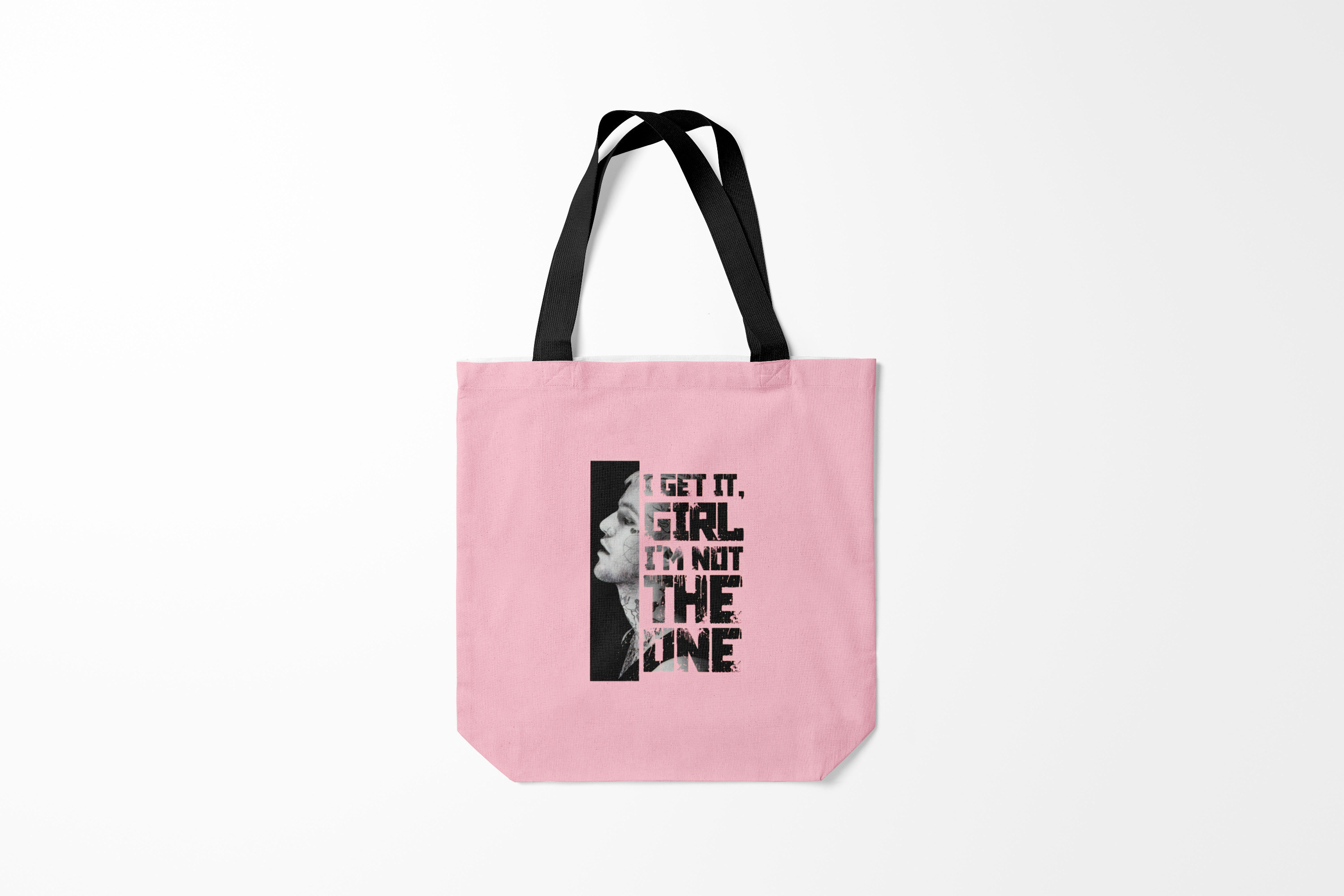 Универсальная сумка для покупок Burnettie с изображением Lil Peep I Get It Girl в розовом цвете.
