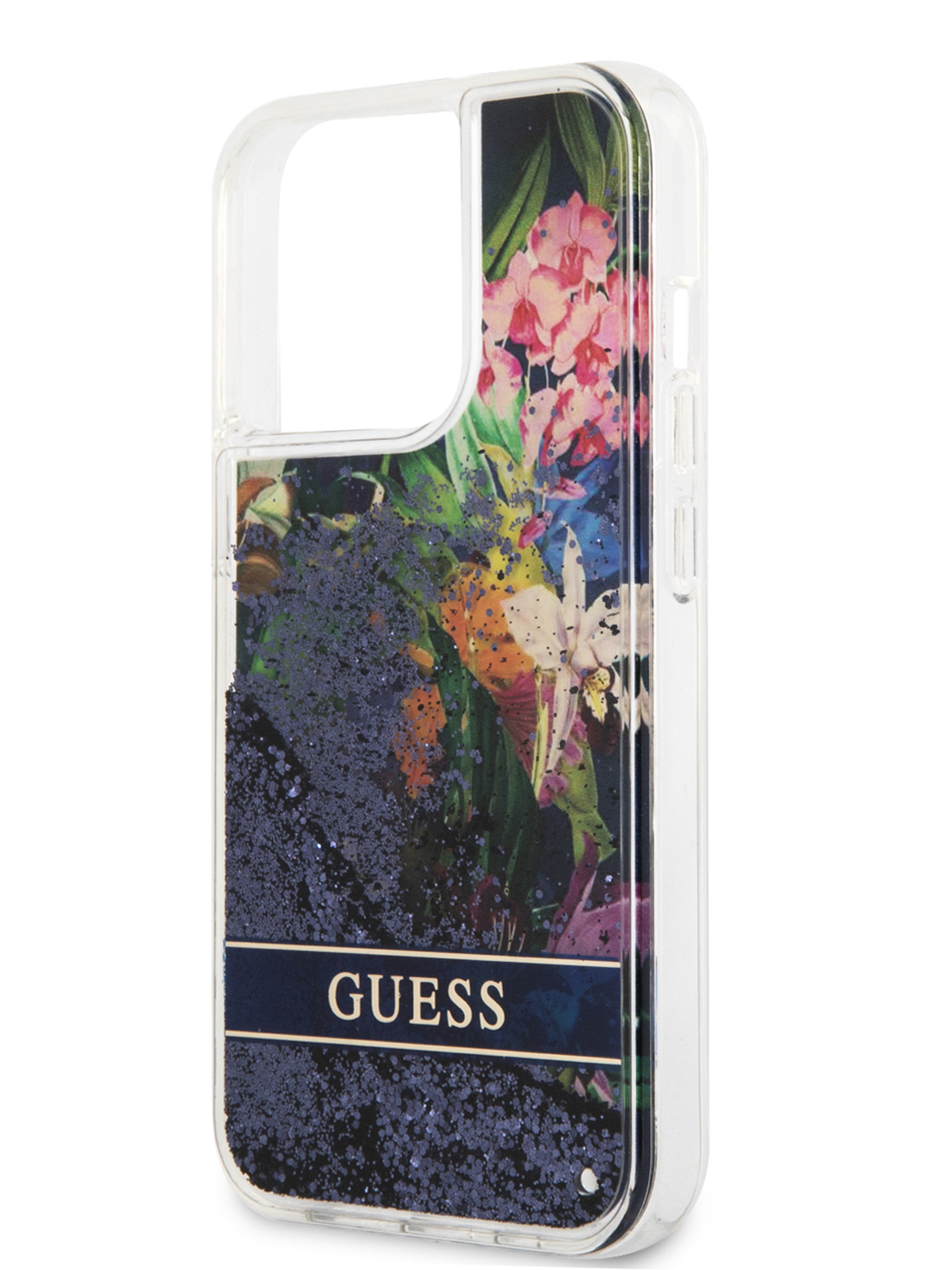 Чехол Guess для iPhone 13 Pro с жидкими блестками, Blue