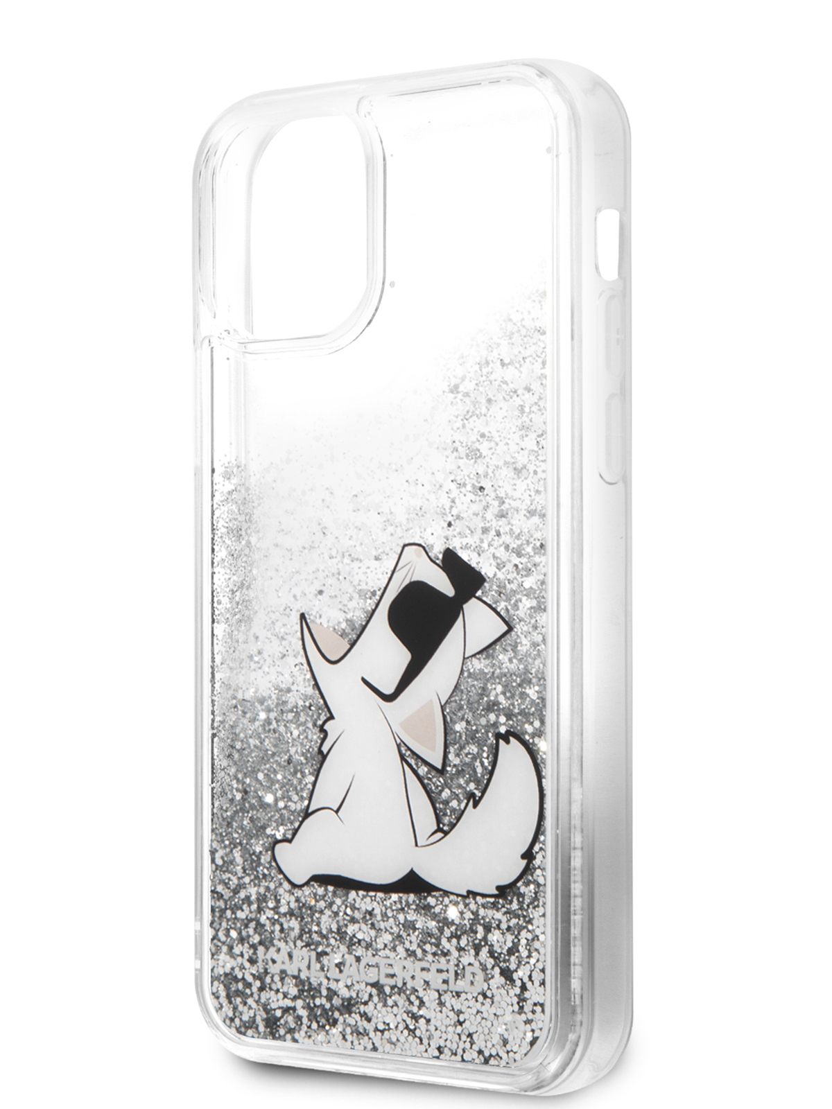 Чехол Karl Lagerfeld для iPhone 12 Pro Max с жидкими блестками серебристый