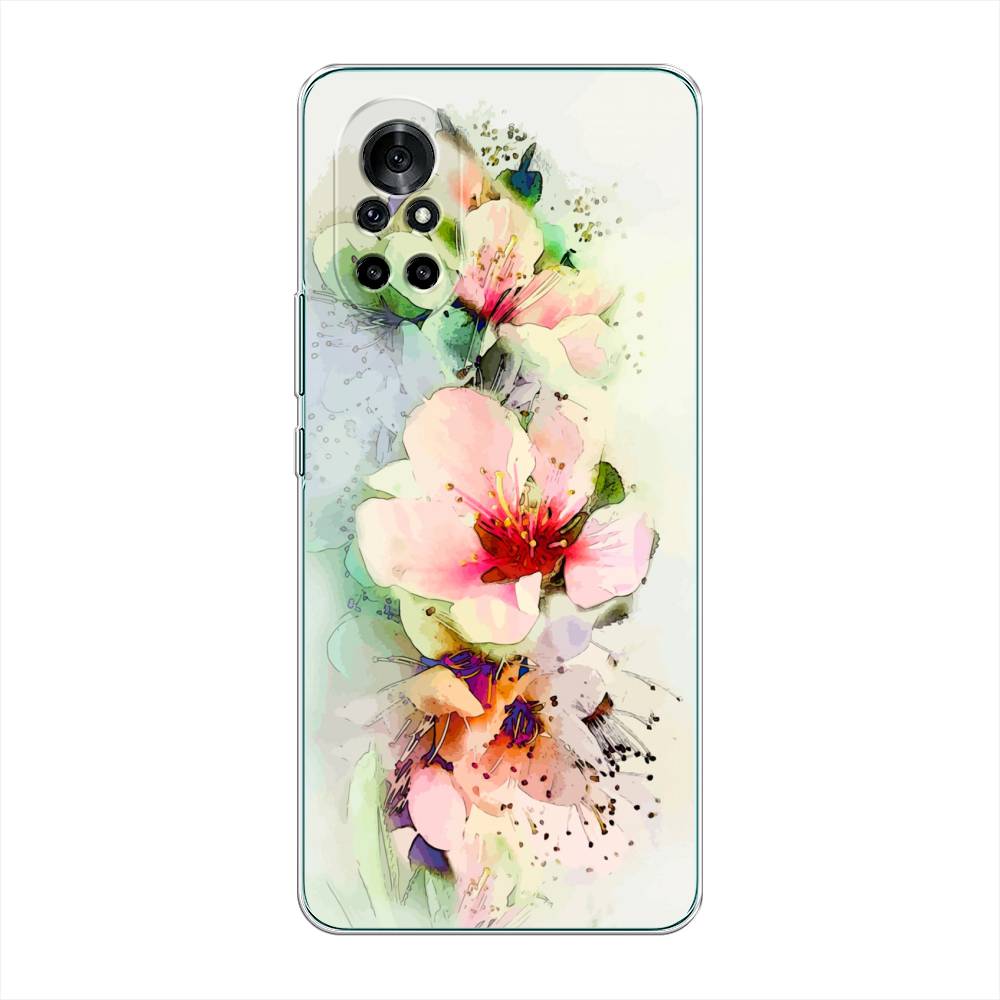 

Чехол на Honor V40 Lite "Нежные цветы", Зеленый;розовый, 6105150-2