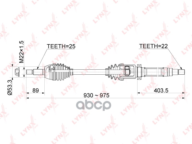 

Привод в сборе правый Ford Fusion 1.6 02-08 Lynx CD1048
