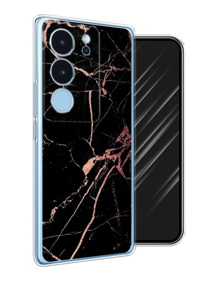 

Чехол Awog на Vivo V29 "Мрамор розовое золото", Черный;розовый, 269350-1