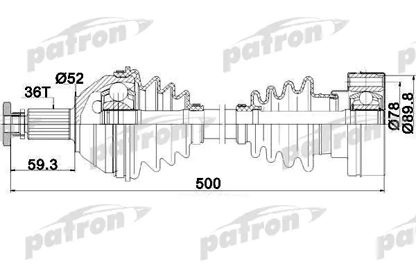 

Полуось Передняя Левая 36X500X52 Seat: Cordoba 02 -, Ibiza Iv 02 - Skoda: Fabia 06 -, Fabi