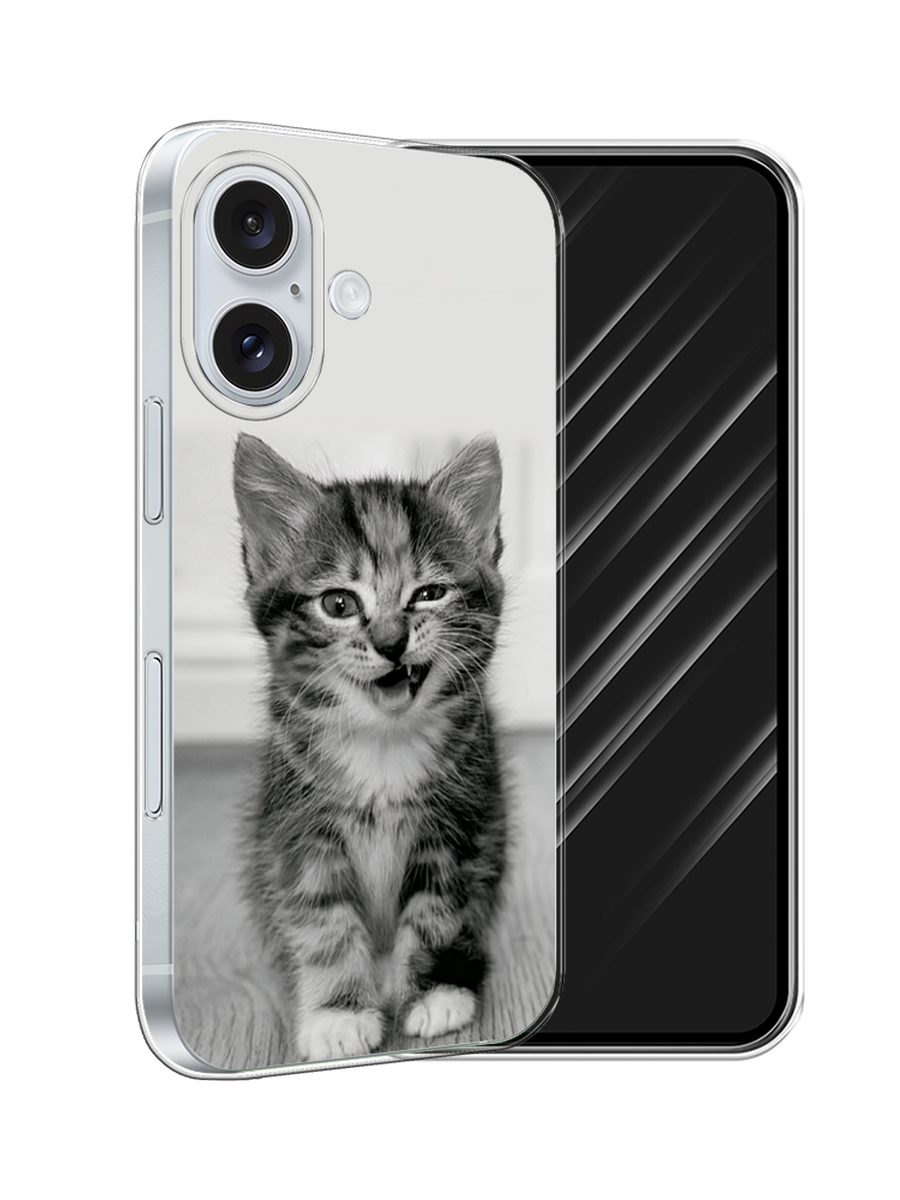 

Чехол Awog на Apple iPhone 16 "Подмигивающий котенок", Черный;серый, 16050-1