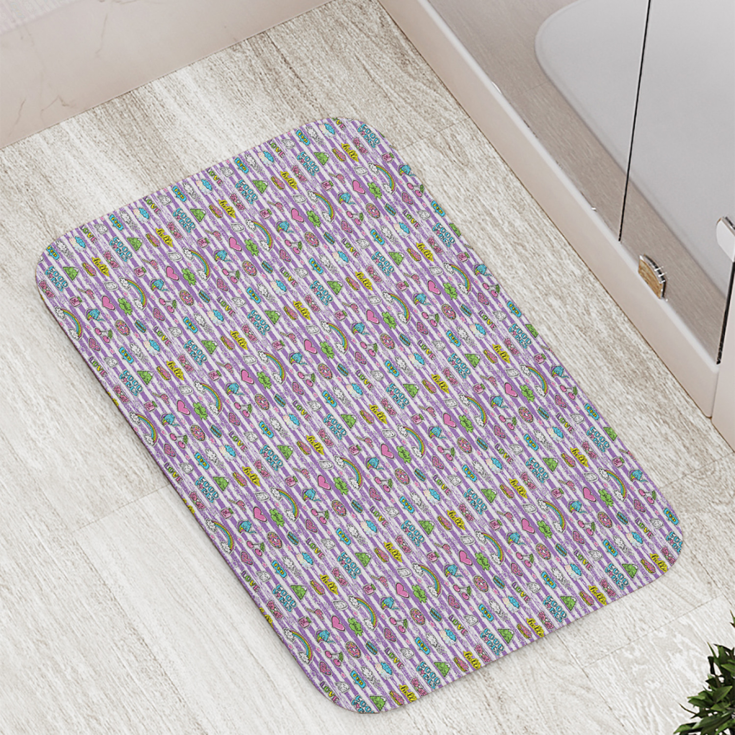 

Коврик противоскользящий JoyArty "Позитивные стикеры" для ванной, сауны, бассейна, 77х52см, Позитивные стикеры