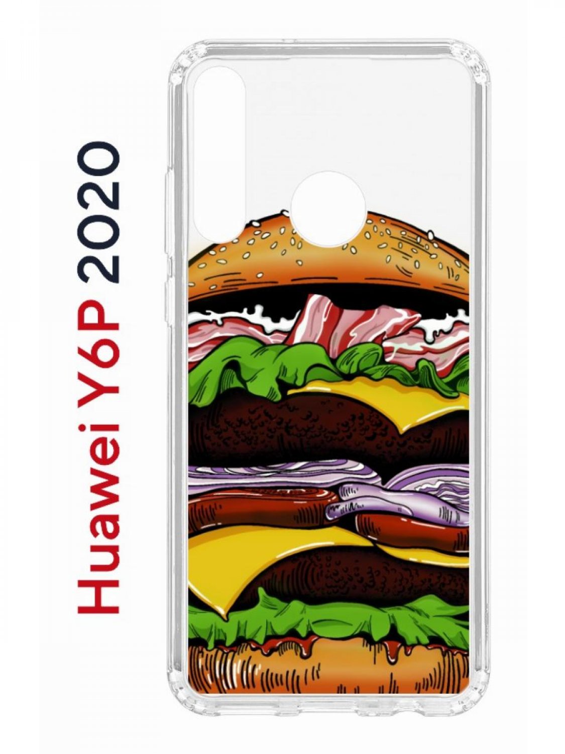 Чехол на Huawei Y6p 2020 с принтом Kruche Print Бургер, противоударный бампер