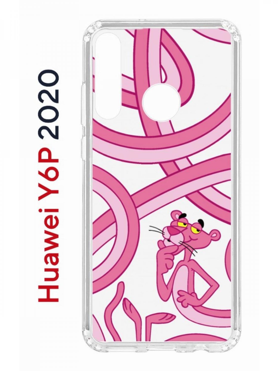 

Чехол на Huawei Y6p 2020 с принтом Kruche Print Розовая Пантера, противоударный бампер, Прозрачный;розовый;черный;желтый, Хуавей ю6п 2020