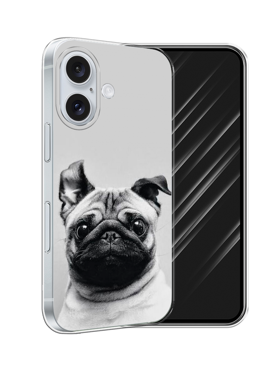 

Чехол Awog на Apple iPhone 16 "Ушастый мопс", Серый, 16050-1