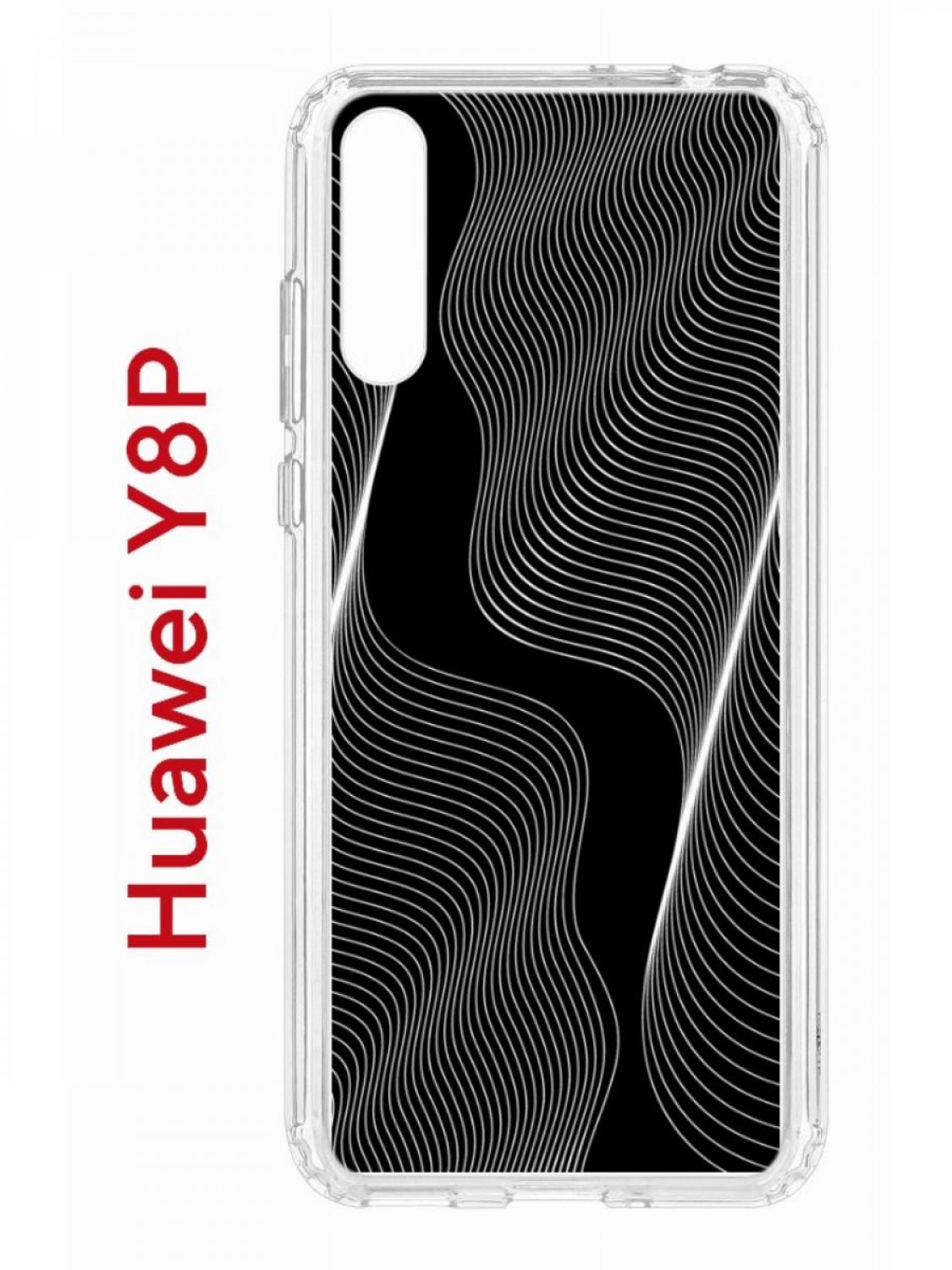 фото Чехол на huawei y8p,p smart s 2020 kruche print line black, противоударный бампер кruче