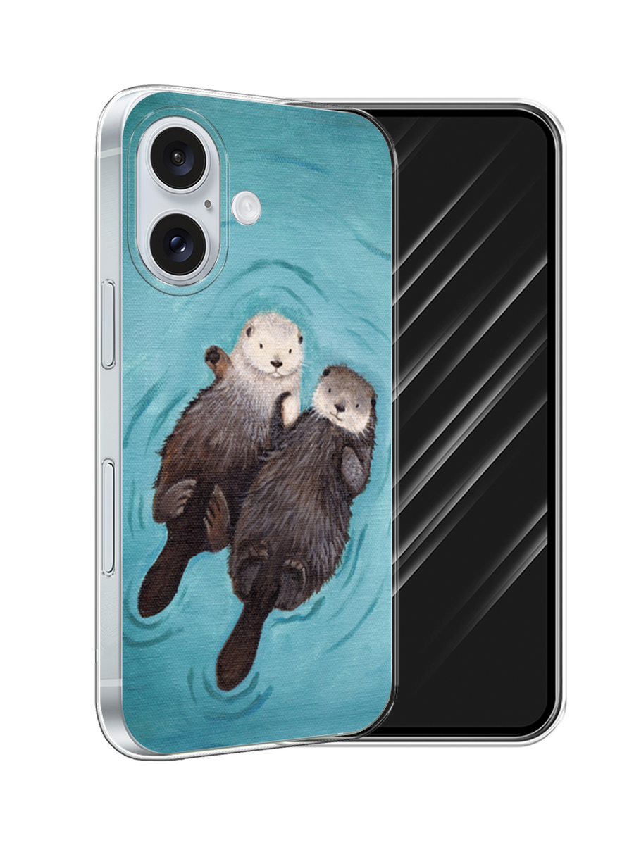 

Чехол Awog на Apple iPhone 16 "Парочка бобров", Голубой, 16050-1