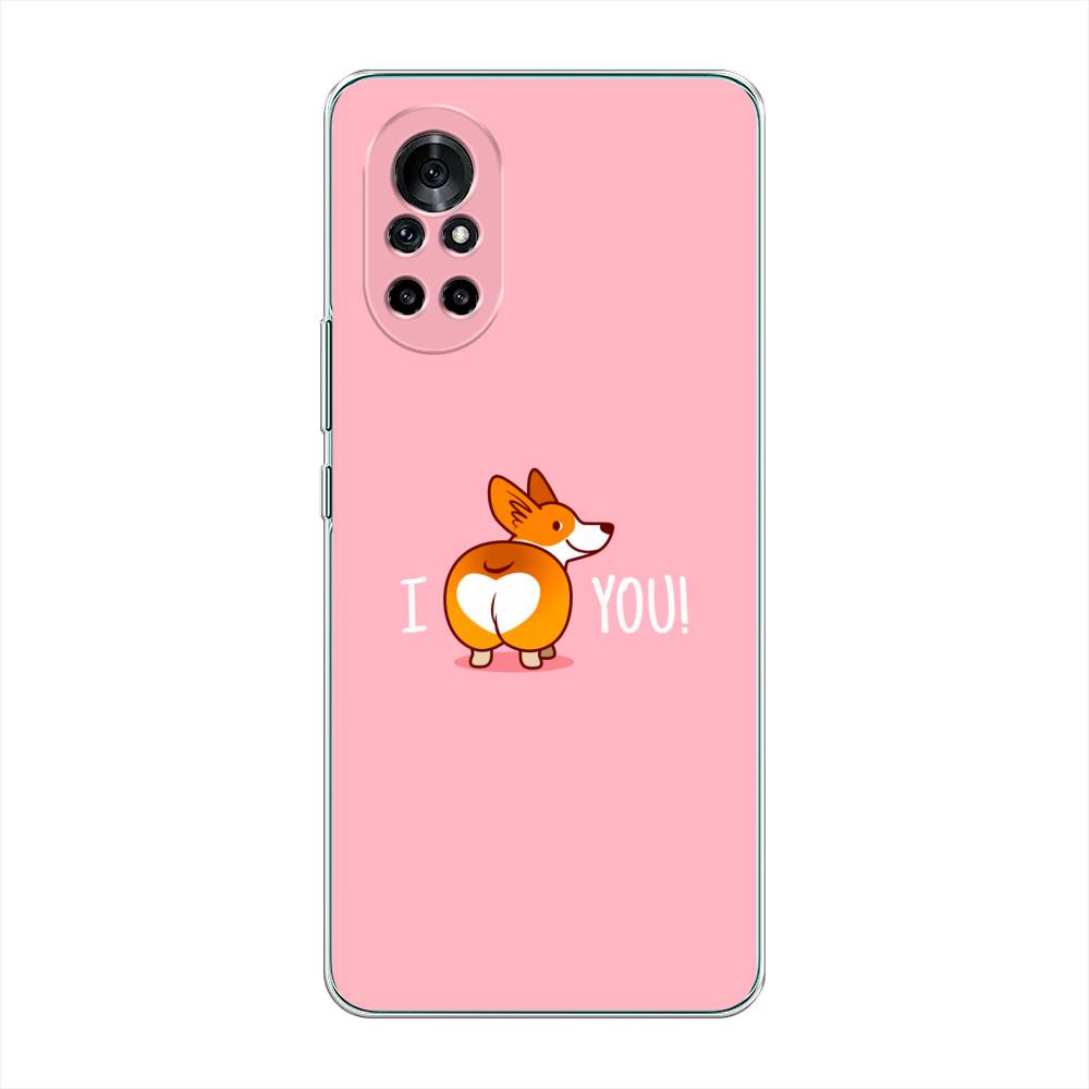 

Чехол на Honor V40 Lite "Корги I love you", Розовый;коричневый;белый, 6105150-1