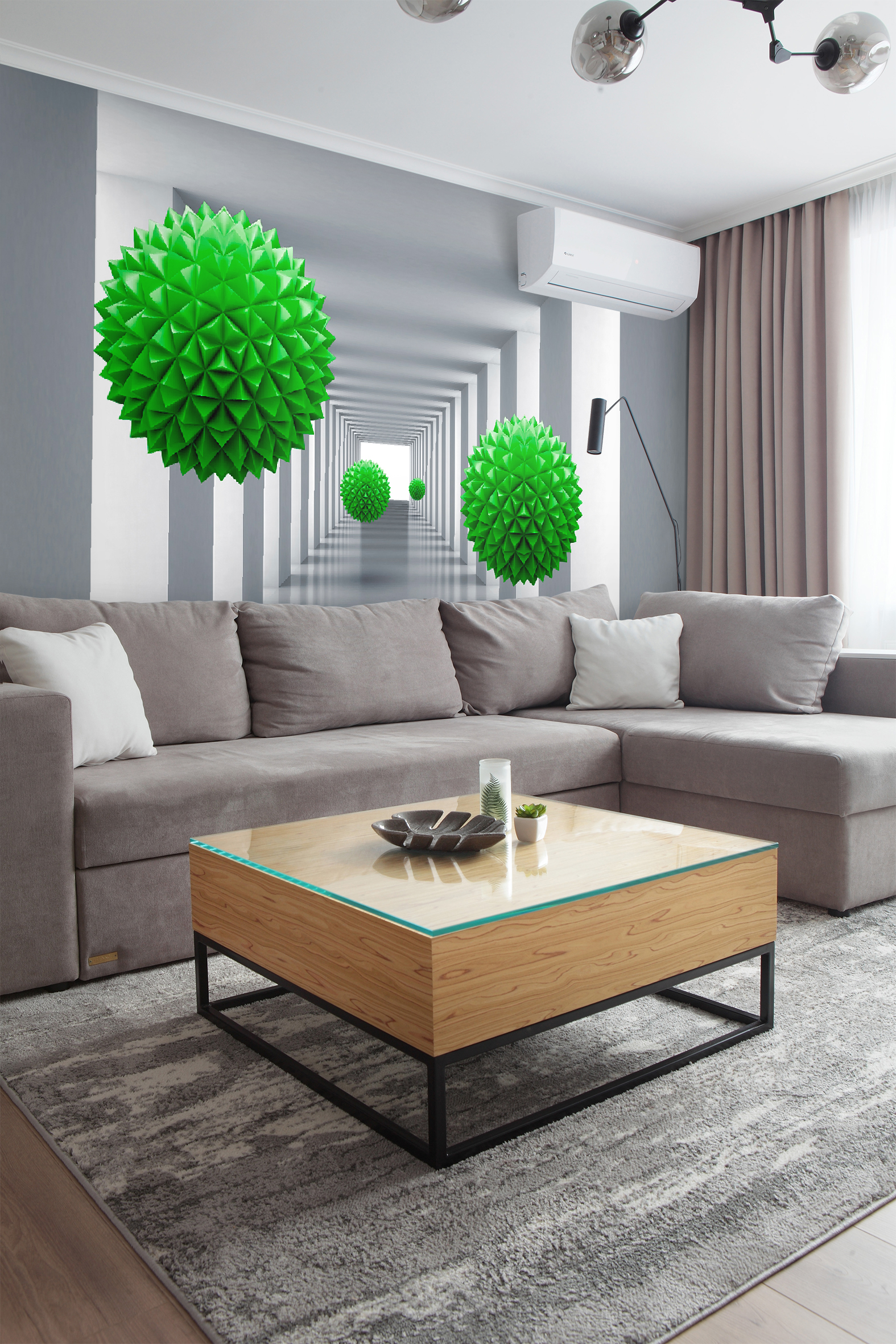Фотообои Photostena 3D шары в коридоре 3,56 x 2,6 м шары фольгированные