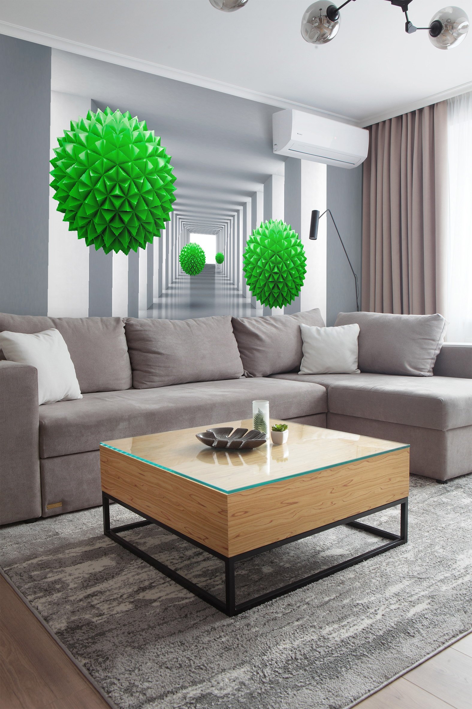 фото Фотообои photostena 3d шары в коридоре 3,56 x 2,6 м