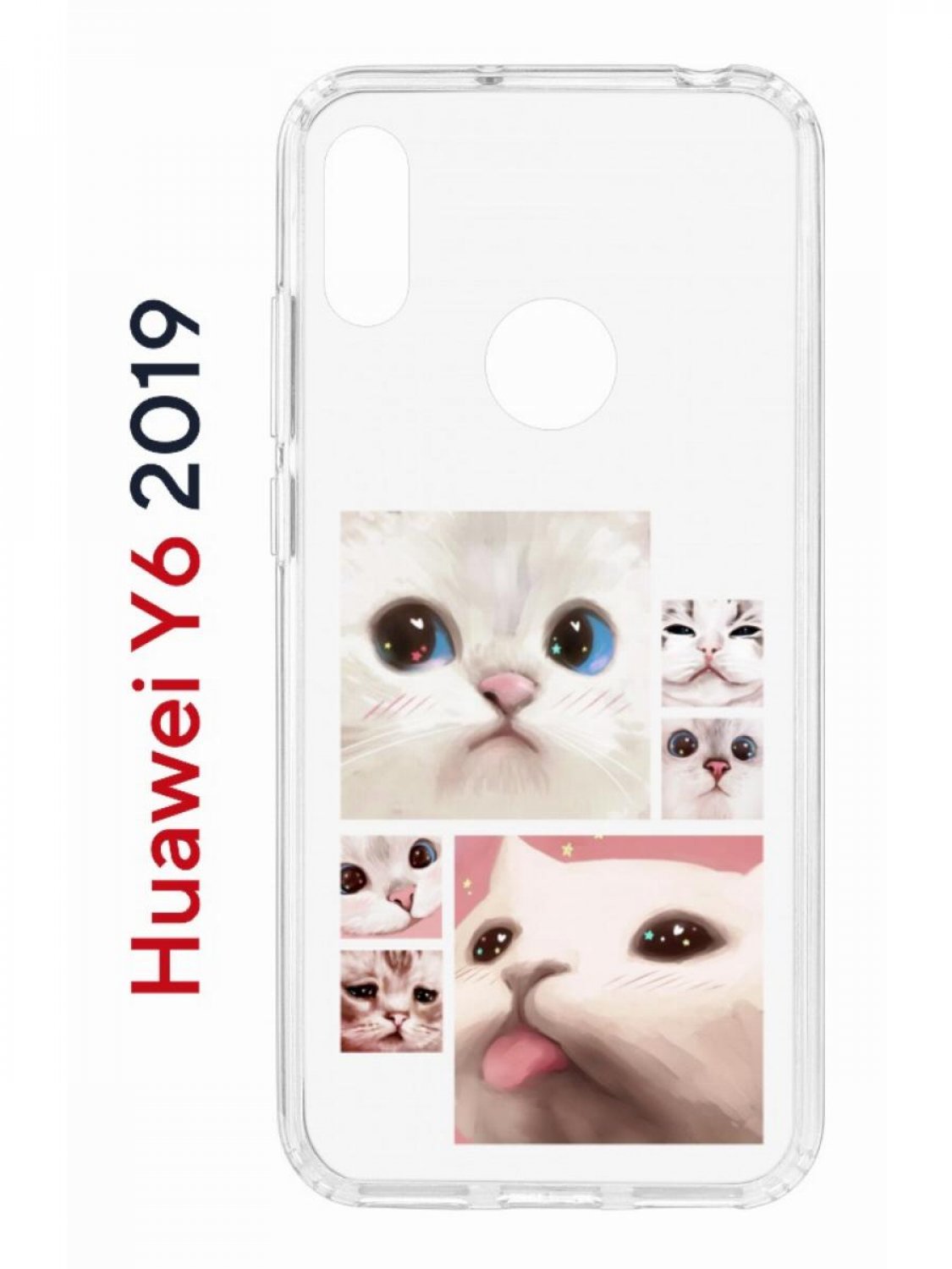 Чехол на Huawei Y6 2019,Honor 8A с принтом Kruche Print Коты, противоударный бампер