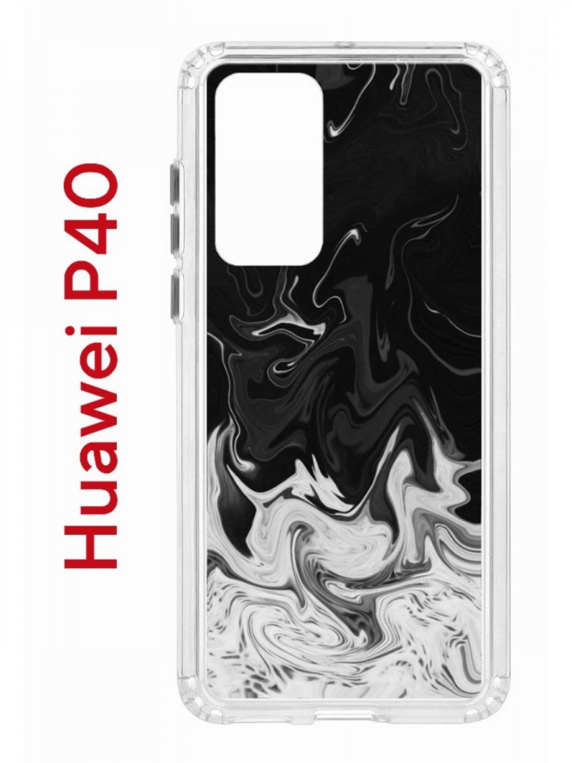 фото Чехол на huawei p40 kruche print разводы краски, противоударный бампер, защита камеры кruче