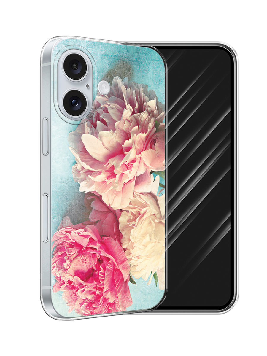 

Чехол Awog на Apple iPhone 16 "Пионы new", Бирюзовый, 16050-1