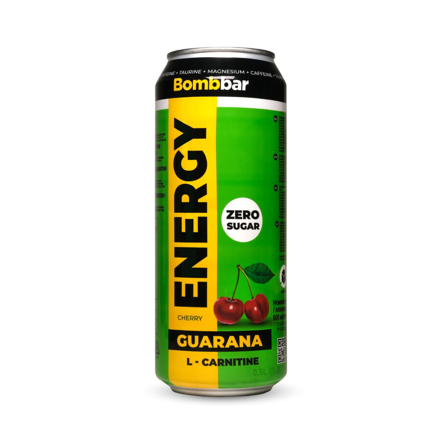 Энергетический напиток Bombbar Guarana с гуараной, вкус вишня, 3 шт по 500 мл