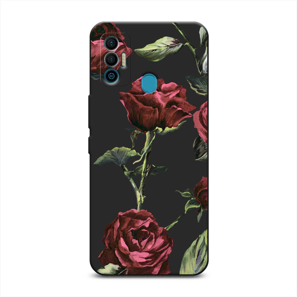 

Чехол Awog 301052-1 для Tecno Spark 7 "Бордовые розы фон", Красный, 301052-1