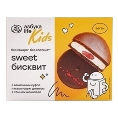 

Пирожное Sweet Life Kids бисквит с ванильным суфле и малиновым джемом 55 г